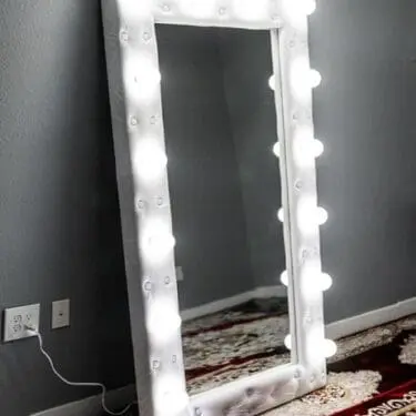 Floor Mirror White Velvet