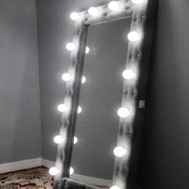 Floor Mirror Gray Velvet