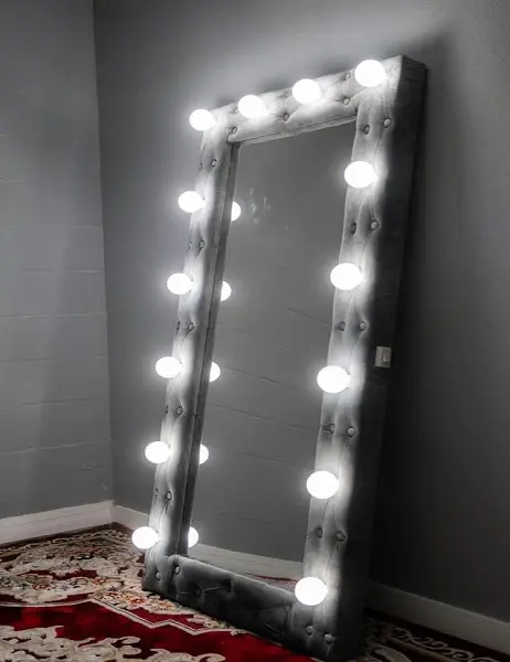 Floor Mirror Gray Velvet