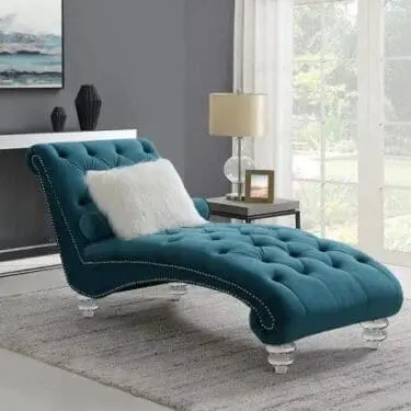 Velvet Chaise With Nailhead Trim Green