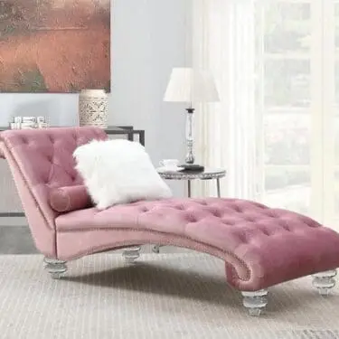 Velvet Chaise With Nailhead Trim Pink