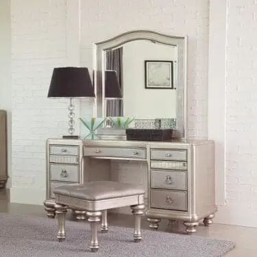 Vanity Desk Metallic Platinum