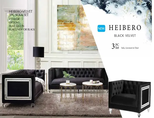 Heibero Black Sofa Set