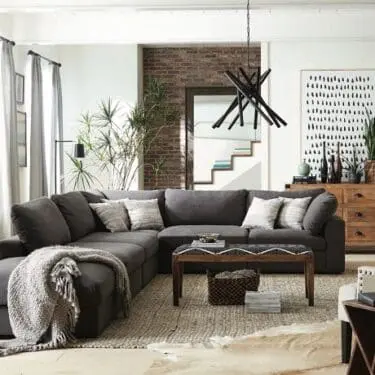 Serene Charcoal 6PC Upholstered Sectional