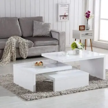 White Glossy Swivel Coffee Table