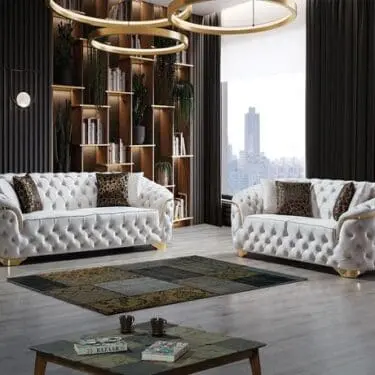 Lupino Ivory Velvet Sofa & Loveseat