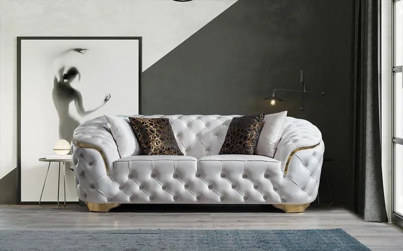 Lupino Ivory Velvet Sofa & Loveseat - Image 2