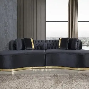 Ella Velvet Black Curved Sectional