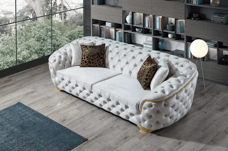 Lupino Ivory Velvet Sofa & Loveseat - Image 4