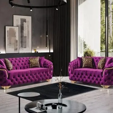 Lupino Purple Velvet Sofa & Loveseat