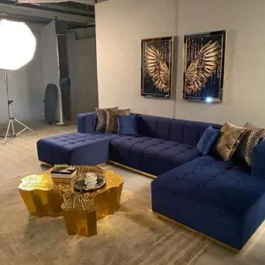 Elisha Navy Velvet Sectional