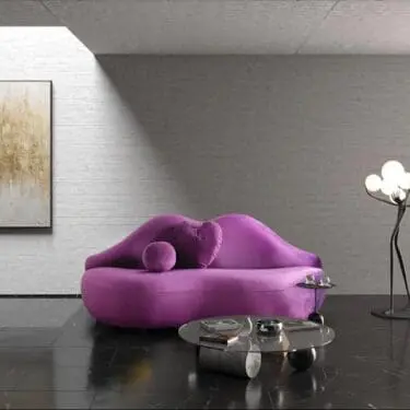 Lips Purple Velvet Loveseat