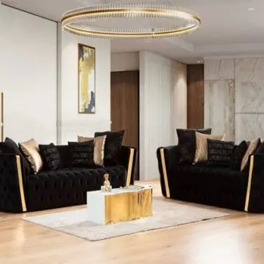 Fanci Black Velvet Sofa & Loveseat