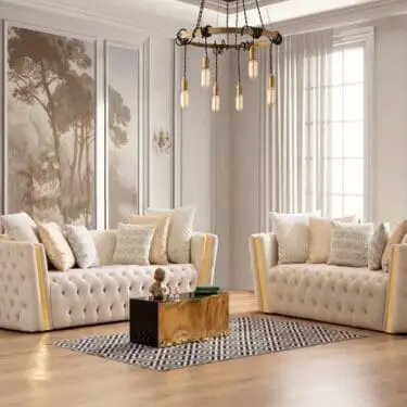 Fanci Ivory Velvet Sofa & Loveseat