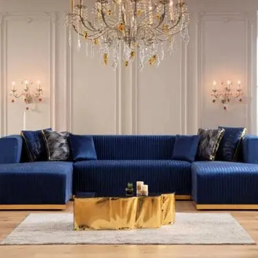 Juliana Blue Velvet 4-Piece Sectional