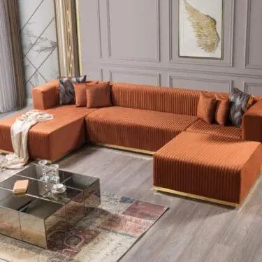 Juliana Orange Velvet 4-Piece Sectional