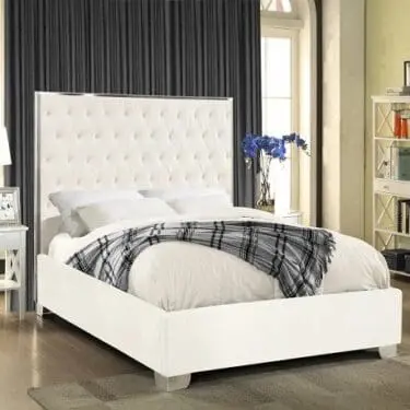 Liena White Velvet Bed