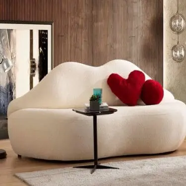 Lips Ivory Boucle Loveseat