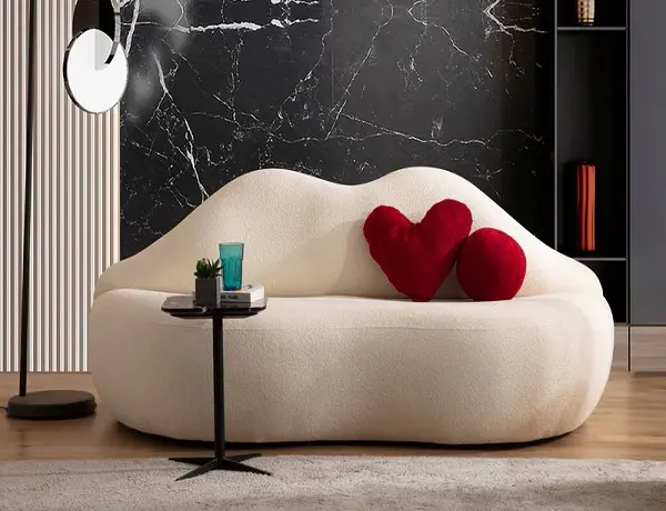 Lips Ivory Boucle Loveseat - Image 2