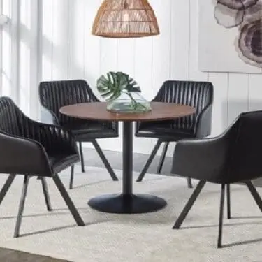 Cora Round Dining Set Walnut And Black