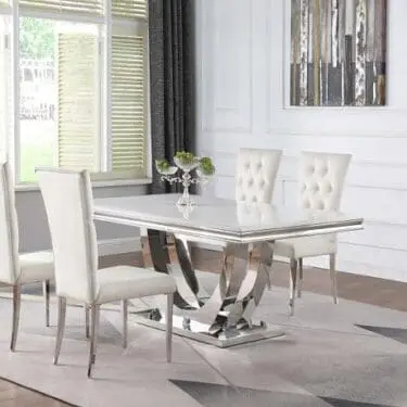 Kerwin Dining Room Set White & Chrome