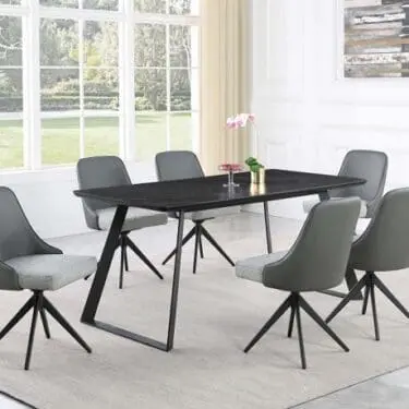 Smith Ceramic Top Dining Set Black & Gunmetal