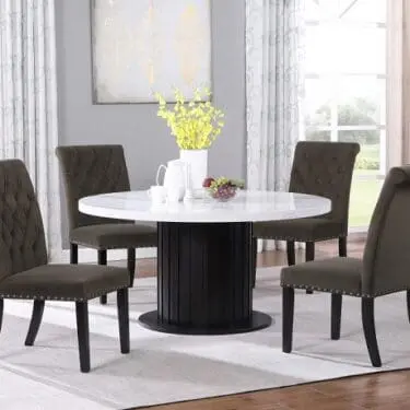 Sherry Round Dining Set With Brown Velvet Chairs