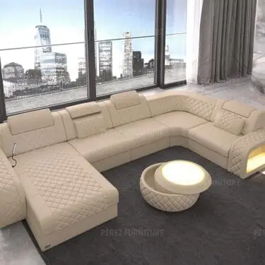 Berlin Leather Sofa LED in U Shape