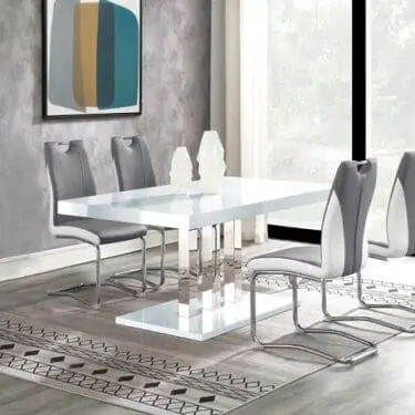 Brooklyn Rectangular Dining Set White High Gloss & Chrome