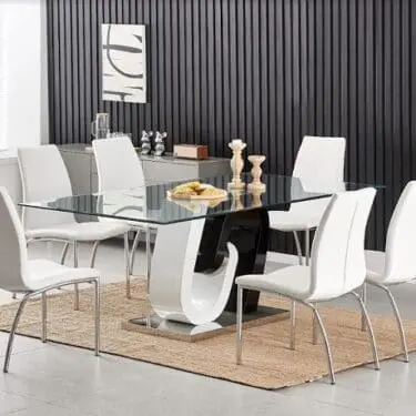 Anoris White/Black Dining Set