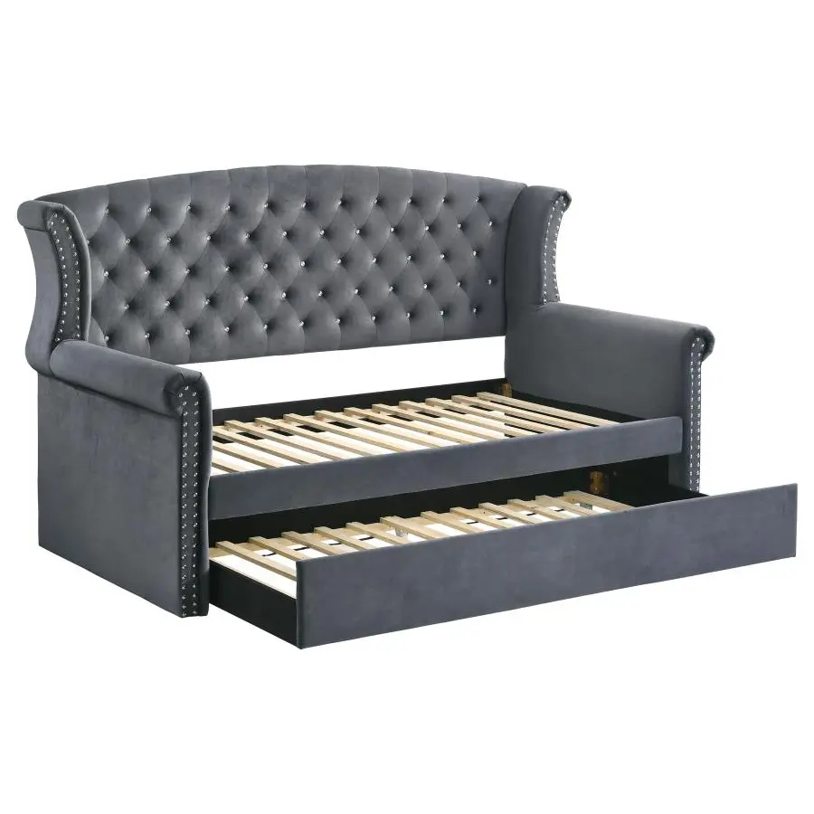 Scarlett Upholstered Tufted Twin Daybed With Trundle - Image 2