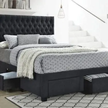 Soledad Tufted Storage Bed Charcoal