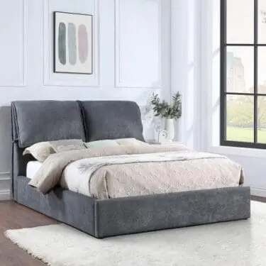 Gwendoline Bed w/Pillow Headboard Charcoal