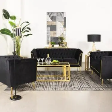 Holly Black Velvet Sofa Set