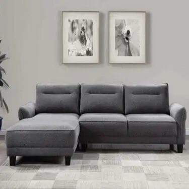 Caspian Upholstered Curved Arms Sectional Sofa Grey