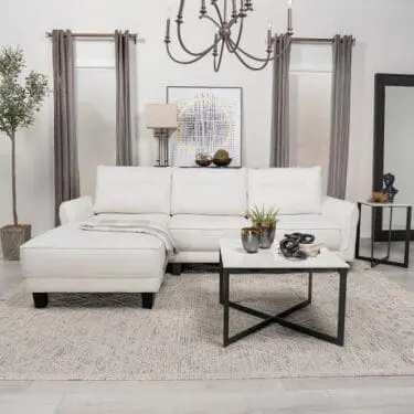 Caspian Upholstered Curved Arms Sectional Sofa White