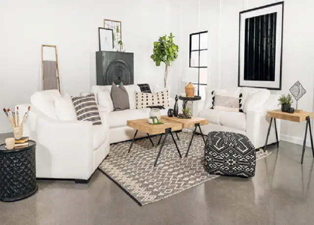 Ashlyn Upholstered Sofa Set White