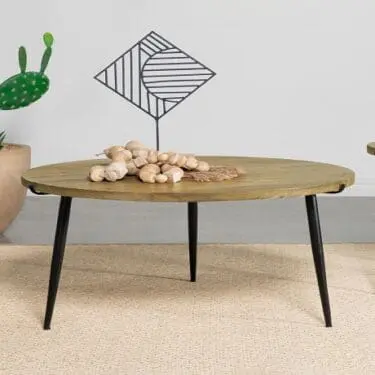 Pilar Solid Wood Top Coffee Table Natural & Black