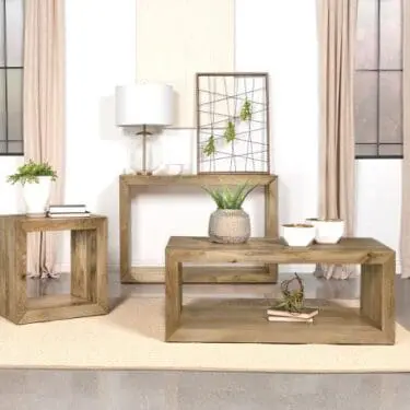 Benton Rectangular Solid Wood Coffee Table Set