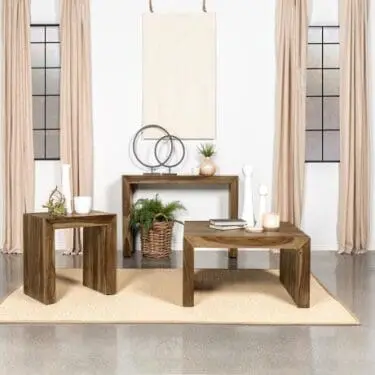 Odilia Square Solid Wood Coffee Table Set Auburn