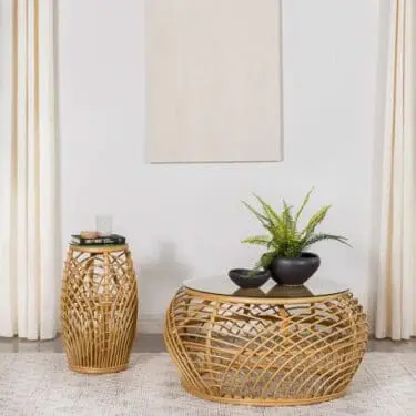 Dahlia Round Woven Rattan Coffee Table Natural