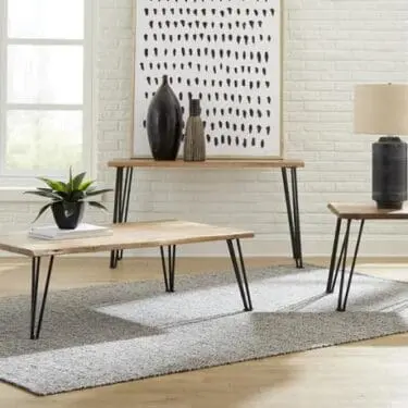 Zander Coffee Table Set With Hairpin Leg Natural
