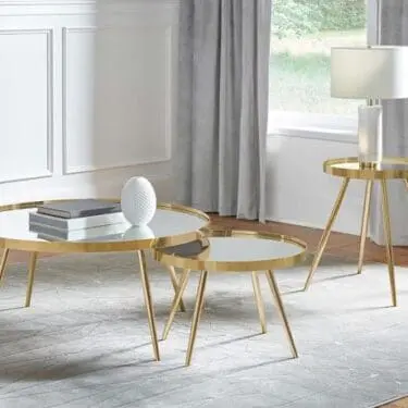 Kaelyn Mirror Top Nesting Coffee Table Mirror & Gold