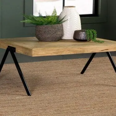 Avery Coffee Table w/Metal Legs Natural and Black