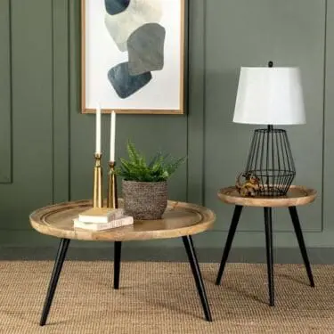 Zoe Round Coffee Table With Trio Legs Natural And Black