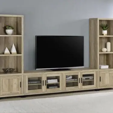 Sachin Entertainment Center With 79″ TV Stand Antique Pine