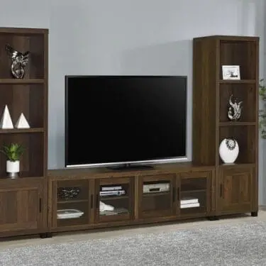 Sachin Entertainment Center With 79″ TV Stand Dark Pine