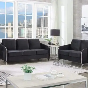 Hathaway Black velvet Sofa Set