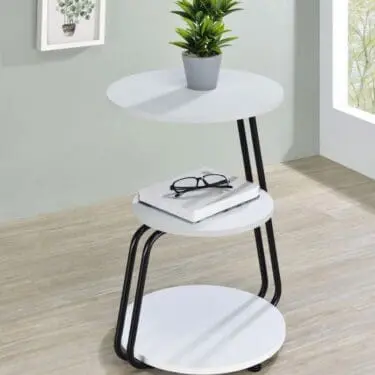 Hilly 3-Tier Round Side Table White And Black