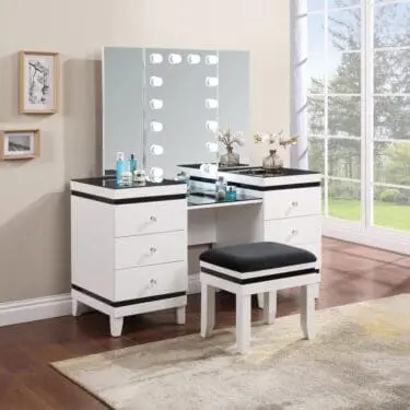 Talei Vanity Set With Hollywood Lighting Black And White